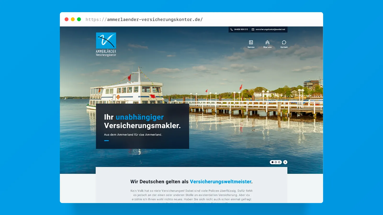 Browser Mockup von der Webseite