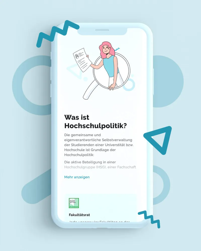 Ein Mockup der Unterseite: Was ist Hochschulpolitik
